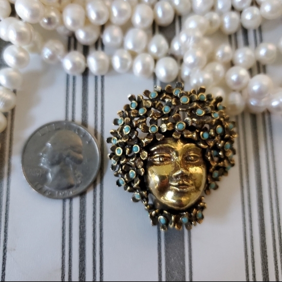 Very Rare Pauline Rader Bronze Lady Brooch. - Picture 6 of 8